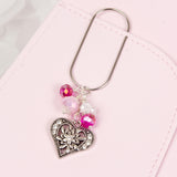 Rhinestone Heart Dangle Planner Clip or Bookmark