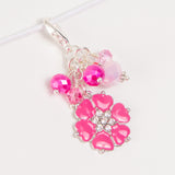 Pink Rhinestone Flower Dangle Clip or Charm