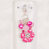 Pink Rhinestone Flower Dangle Clip or Charm