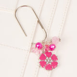 Pink Rhinestone Flower Dangle Clip or Charm