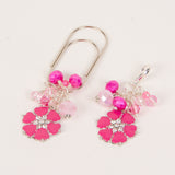 Pink Rhinestone Flower Dangle Clip or Charm