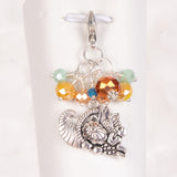 Cornucopia Dangle Clip or Charm with with Orange, Golden, Mint and Blue Crystals