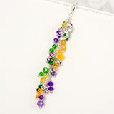 Masquerade Charm with Mask and Fleur de lis Charms and Purple, Yellow and Green Crystal Dangle