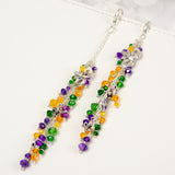 Masquerade Charm with Mask and Fleur de lis Charms and Purple, Yellow and Green Crystal Dangle