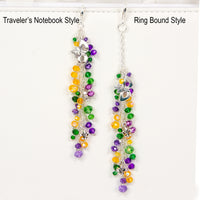 Masquerade Charm with Mask and Fleur de lis Charms and Purple, Yellow and Green Crystal Dangle