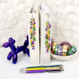 Masquerade Charm with Mask and Fleur de lis Charms and Purple, Yellow and Green Crystal Dangle