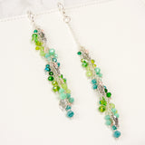 Two styles of Tranquility Silver Leaf Planner Charm with Green Crystal Dangle
