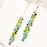 Green Crystal Dangle Planner Charm with Silver Leaf Charms