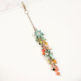 Blue Flower Dangle Charm with Subdued Rainbow Crystal Dangle