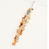 Umber and Gold Dangle Charm with Warm-toned Crystal Dangle and Filigree Leaf Charm with Rose Gold, Gold or Silver Toned Hardware
