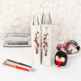 Enamel Penguin Planner Charm Dangle with Red, White and Black Crystals