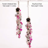 Dog Themed Dangle Planner Charm Paw Print Charm, Bone Charm, Pink, Gray, Black Crystals