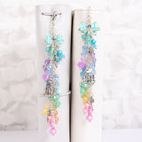 Summer Fun Beach Themed Dangle Planner Charm with Pastel Crystal Rainbow Dangle