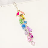 Enamel Umbrella Planner Dangle Charm with Pastel Crystal Rainbow