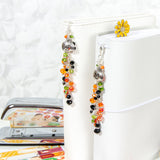 Pumpkin Planner Charm for Halloween or Fall with Greem, Orange and Black Crystal Dangle