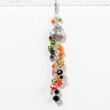 Jack-o-lantern Pumpkin Halloween Charm with Orange, Black and Green Crystals