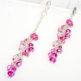 Pink and Silver Dangle Planner Charm with Bright Pink Enamel Flower Charm