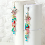 Paper Crane and Enamel Flower Dangle Planner Charm with crystal dangle