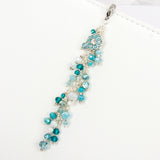 Blue Flower Dangle Charm with Blue, Peacock and white crystals