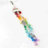 Rainbow and Hot Air Balloon Planner Charm with Rainbow Dangle and Silver Toned Hardware