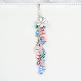 Blush Pink Flower Charm with Pink, Blue and Teal Crystal Dangle