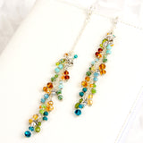 Fox and Acorn Planner Dangle Charm with Blue, Green, Orange, Yellow and Brown crystals