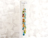 Acorn and Fox Planner Charm with Blue, Green, Goldenrod and Brown Crystal Dangle - Silver