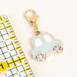 Enamel Car Charm with Rhinestone Wheels with ruler