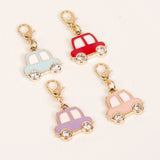 Enamel Automobile Charm with Rhinestone Wheels