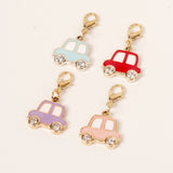 Four colors Enamel Car Charm with Rhinestone Wheels