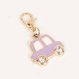 Purple Enamel Car Charm with Rhinestone Wheels
