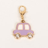 Purple Enamel Car Charm with Rhinestone Wheels