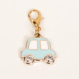Blue Enamel Car Charm with Rhinestone Wheels