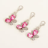 Jeweled Butterfly Charm with Pink Crystals and Rhinestone Accents