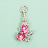 Jeweled Butterfly Charm with Pink Crystals and Rhinestone Accents