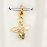Enamel Bee Charm with Purple and Pink Rhinestone Body