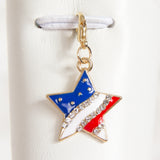 Patriotic Rhinestone Star Charm with Gold Hardware