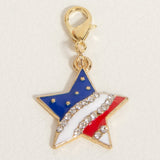 Patriotic Rhinestone Star Charm with Gold HardwarePatriotic Rhinestone Star Charm with Gold Hardware