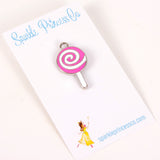 Pink Enamel Lollipop Charm or Pin