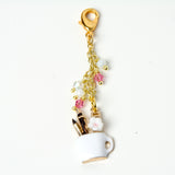 Artist's Coffee Cup Planner Charm with Swarovski Crystals