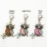Rhinestone Owl Charm in three colors