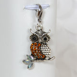 Amber Rhinestone Owl Traveler's Notebook Charm or Stitch Marker