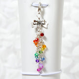 Rainbow Crystal Dangle Charm with Silver or Gold Ribbon Connector