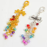 Rainbow Crystal Dangle Charm with Silver or Gold Ribbon Connector