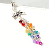 Rainbow Crystal Dangle Charm with Silver or Gold Ribbon Connector