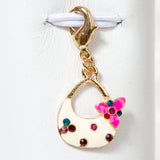 Cream Enamel Purse Charm with Rhinestone Accents