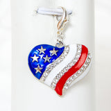 4th of July enamel heart charm with rhinestones