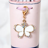 White Enamel Butterfly Stitch Marker with AB Rhinestones