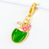 Cooco Frio Charm with pink flower and swarovski crystal