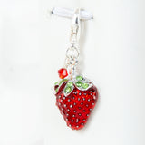 Enamel and Rhinestone Strawberry Planner Charm, Traveler's Notebook Charm, Stitch Marker or Zipper Pull